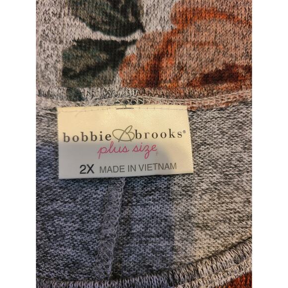 Bobbie brooks plus size 2x womens floral and static gray soft blouse - Picture 4 of 7
